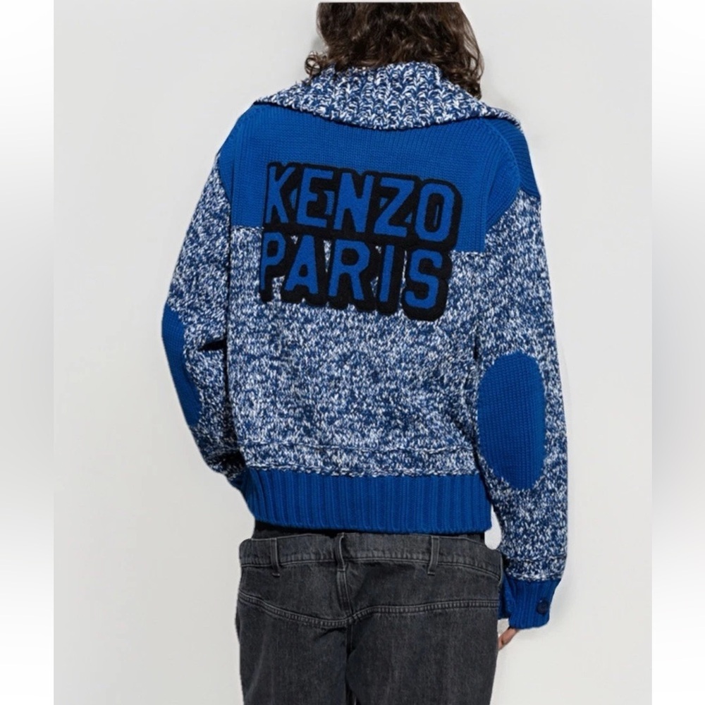 KENZO Sweater Fisherman Mouline Chunky Thick Cardigan Grandpa Oarsman Size S